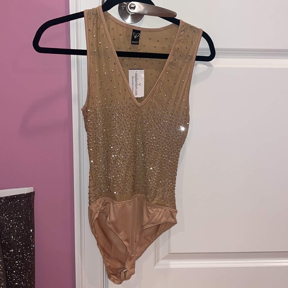 Nude bedazzled bodysuit